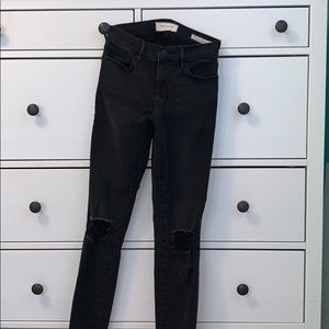 black knee ripped high-rise ankle jeggings